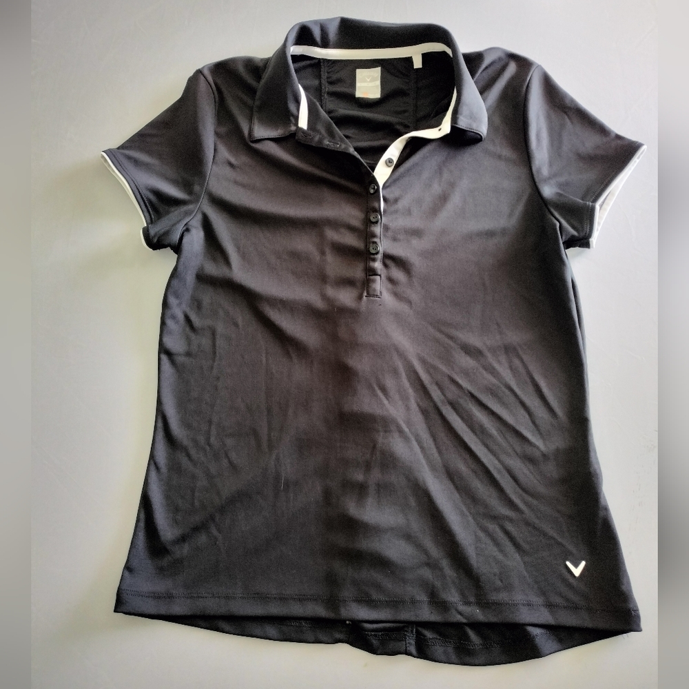 Callaway Opti Dri Womens Large  black  Short Sleeve Golf Performance Polo Shirt